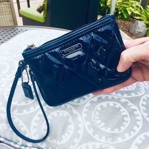 Lovely Coach Blue Patent Leather Wristlet